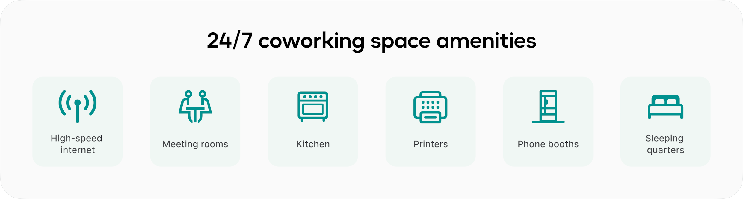 Amenities at 24/7 coworking space