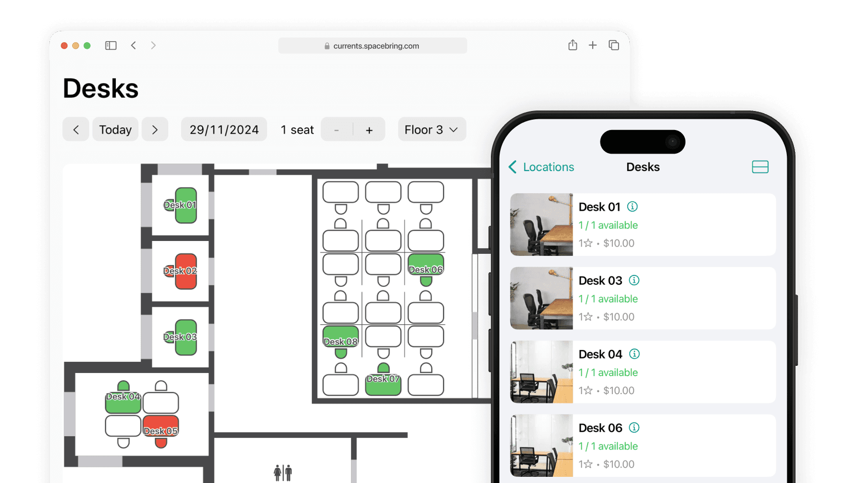 Floor plans on Spacebring coworking software