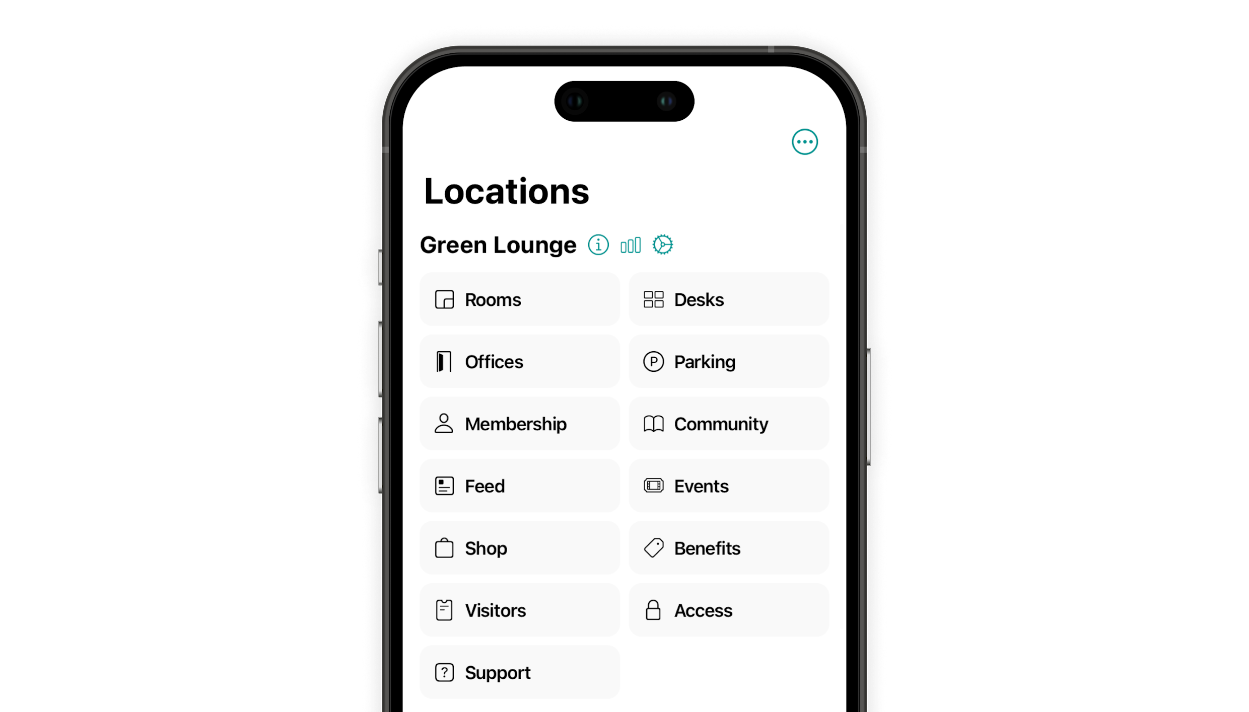 Spacebring coworking space management software interface with new benefit displayed as a red dot on the Benefits button