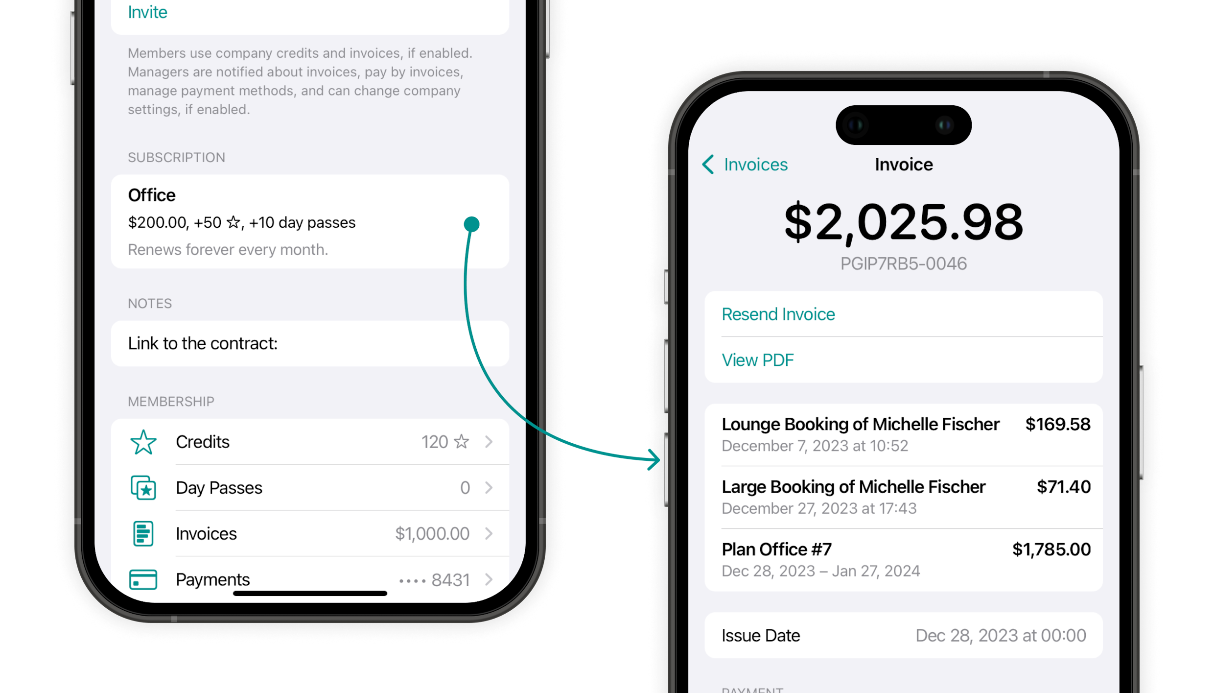 Automated invoicing on Spacebring coworking space software