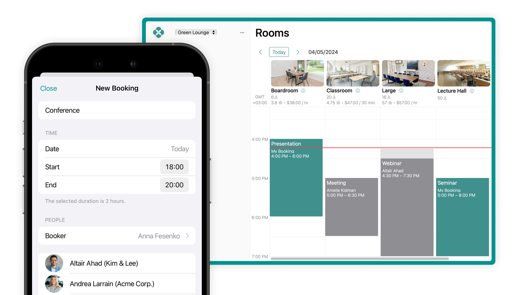 Room booking system on Spacebring coworking space software