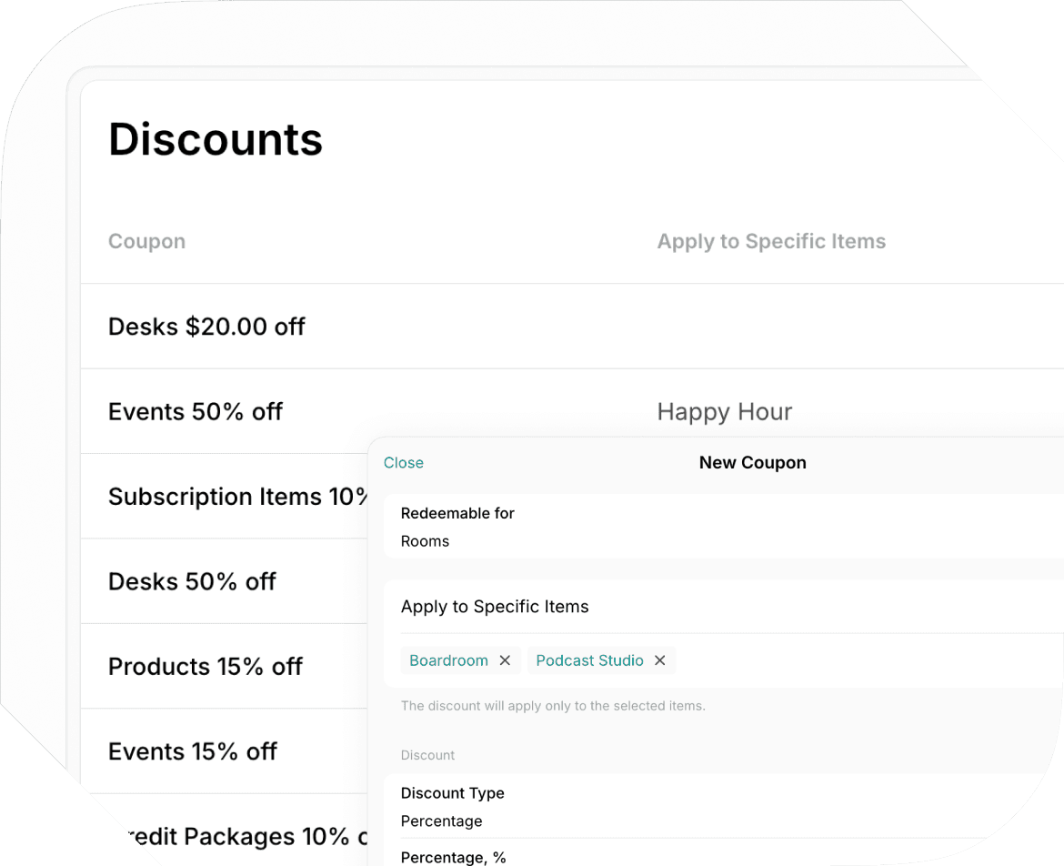 Create Discounts at Spacebring Coworking Space Management Platform