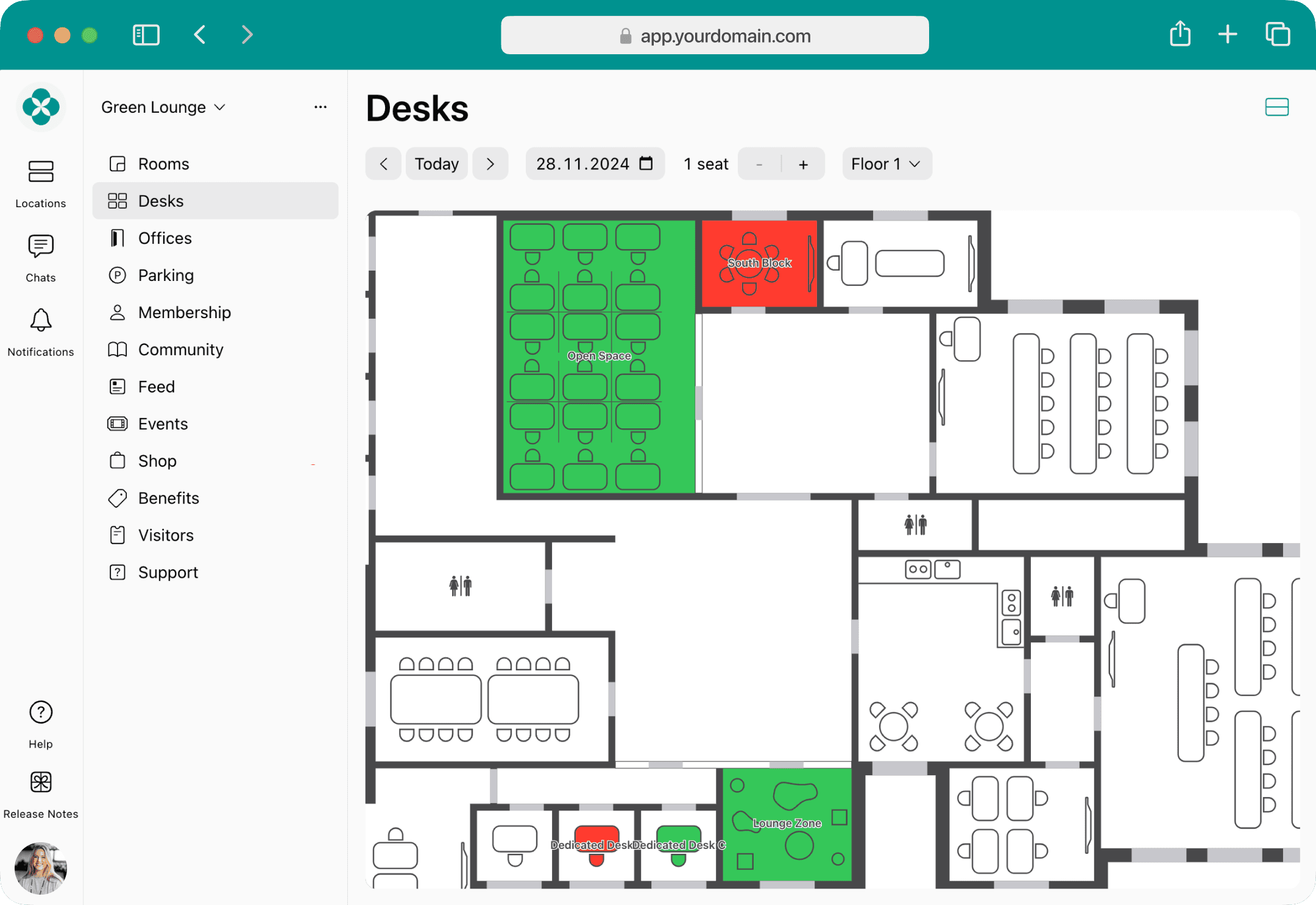 Desk booking with floor plans