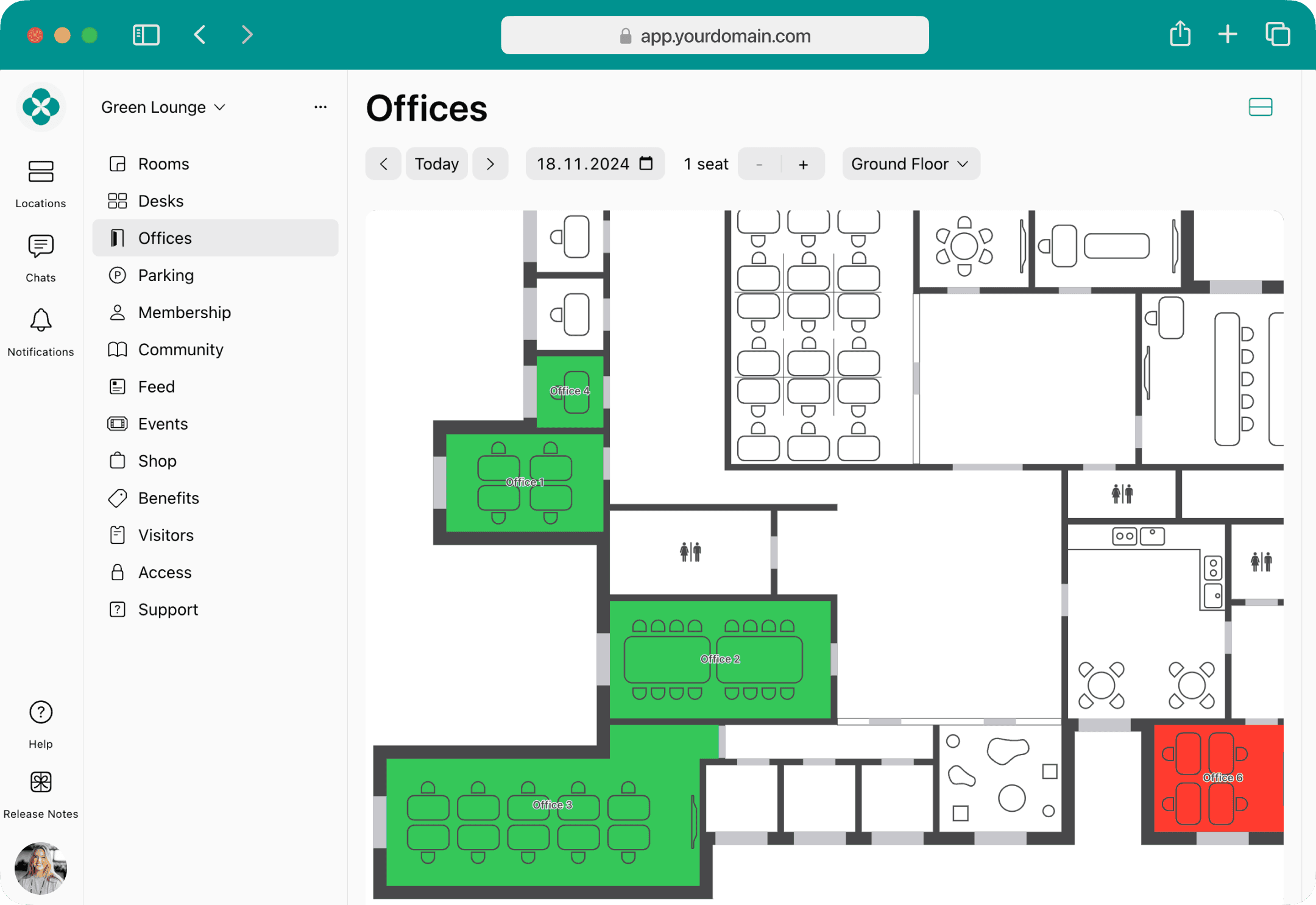 Offices occupancy with floor plans