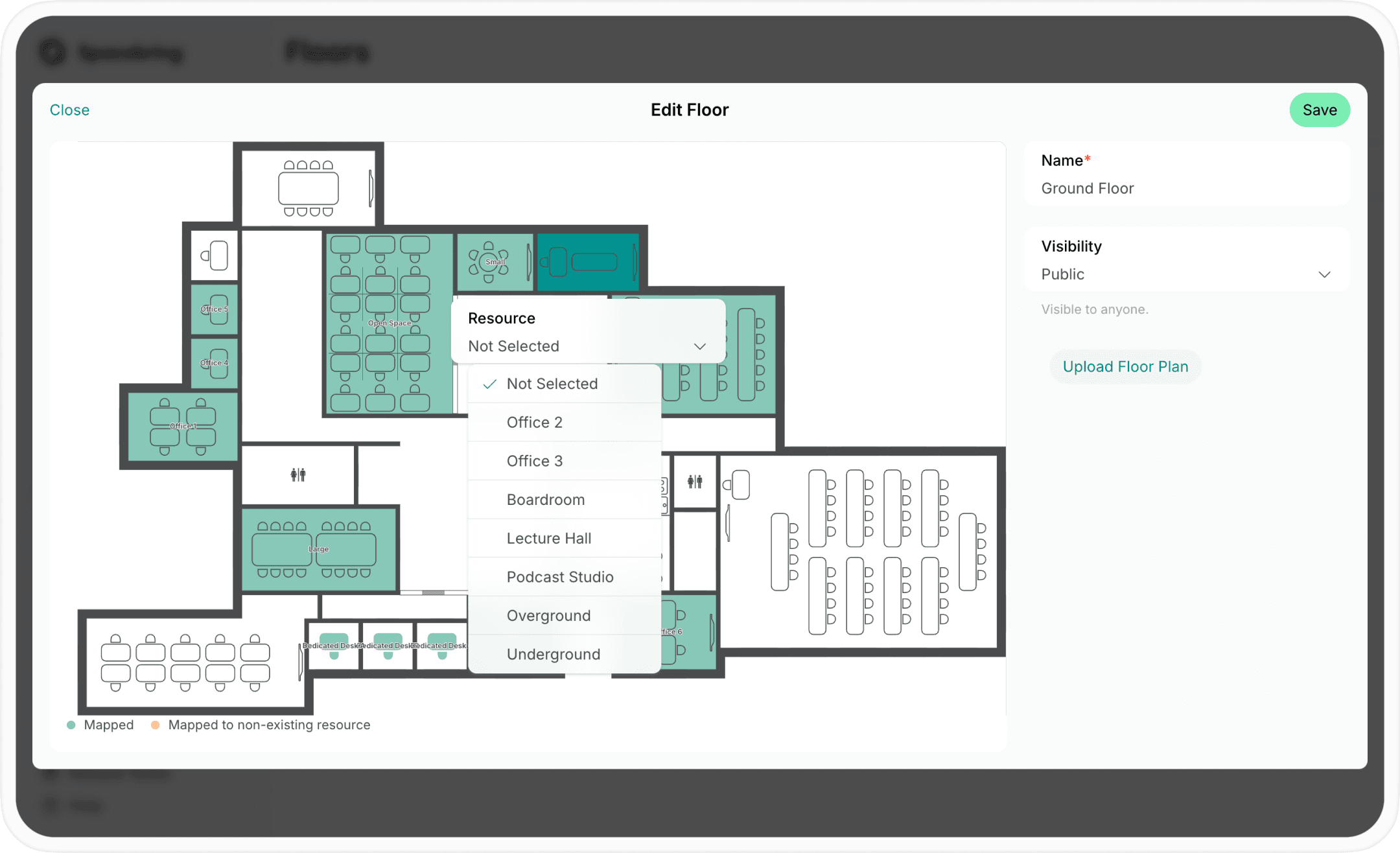 Assign resources for your floor plan 