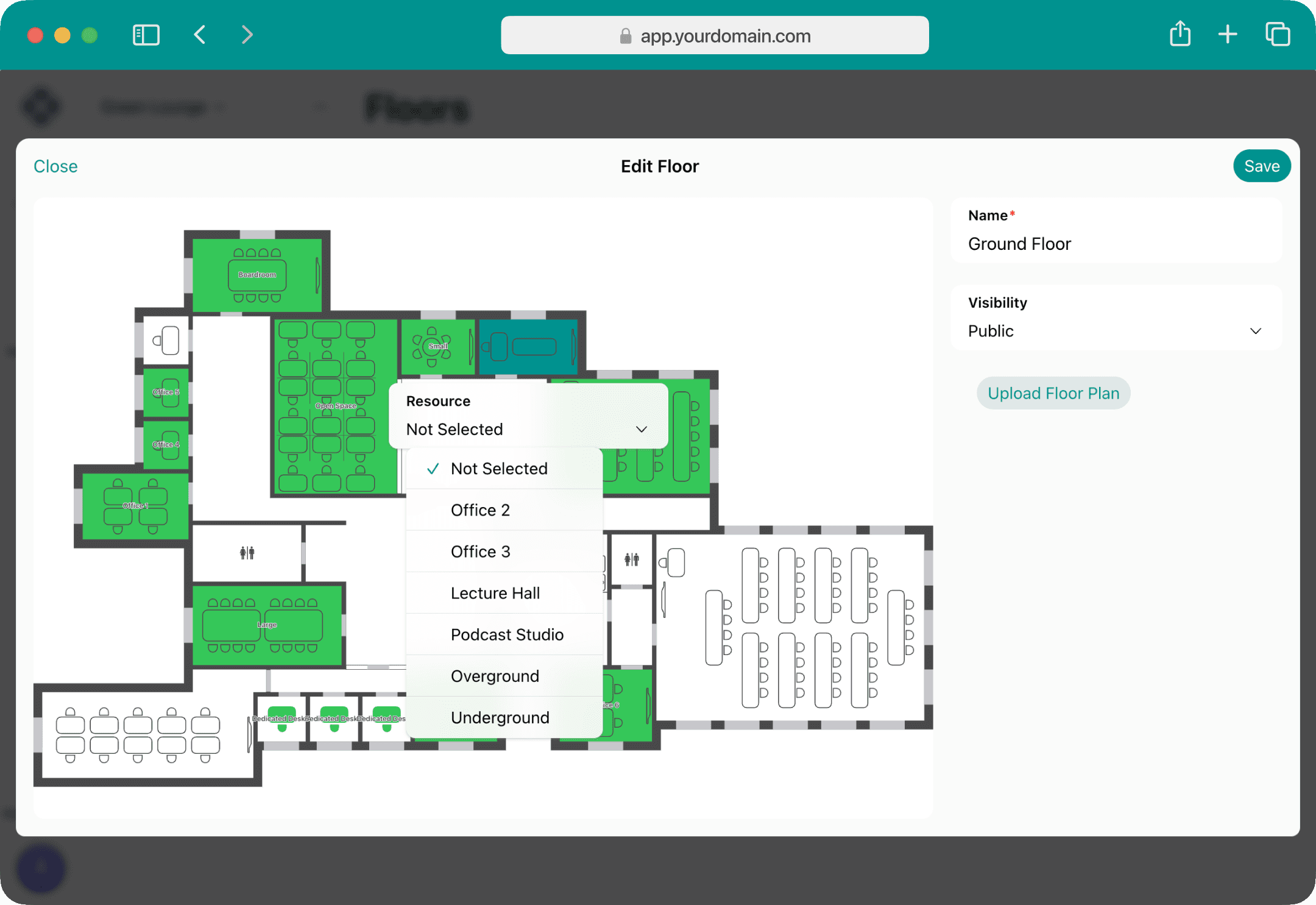 Assign resources for your floor plan 