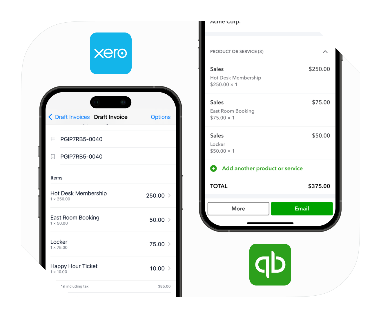Spacebring coworking space management software seamlessly integrates with Xero and Quickbooks