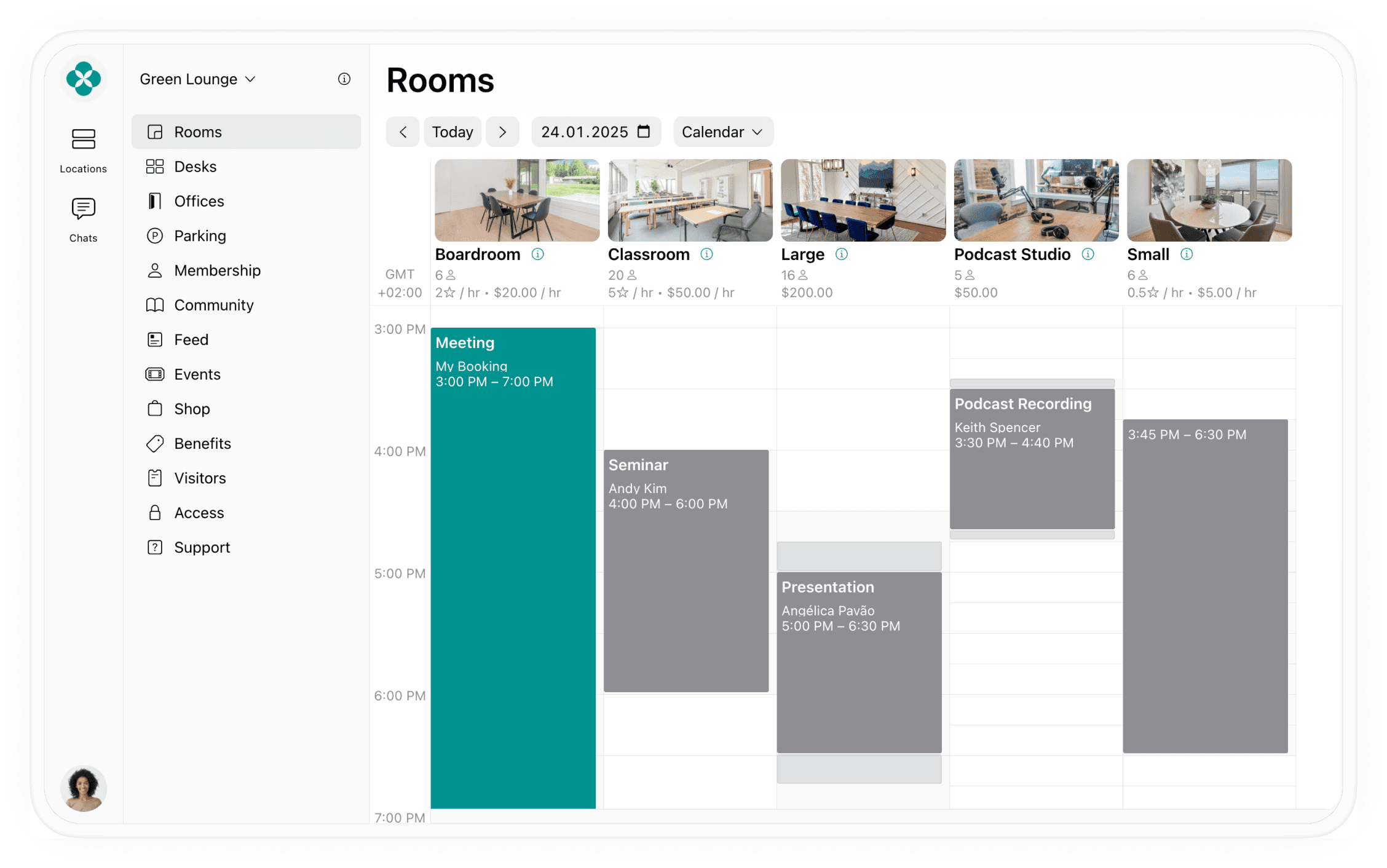 Booking a meeting room in Spacebring coworking space management platform