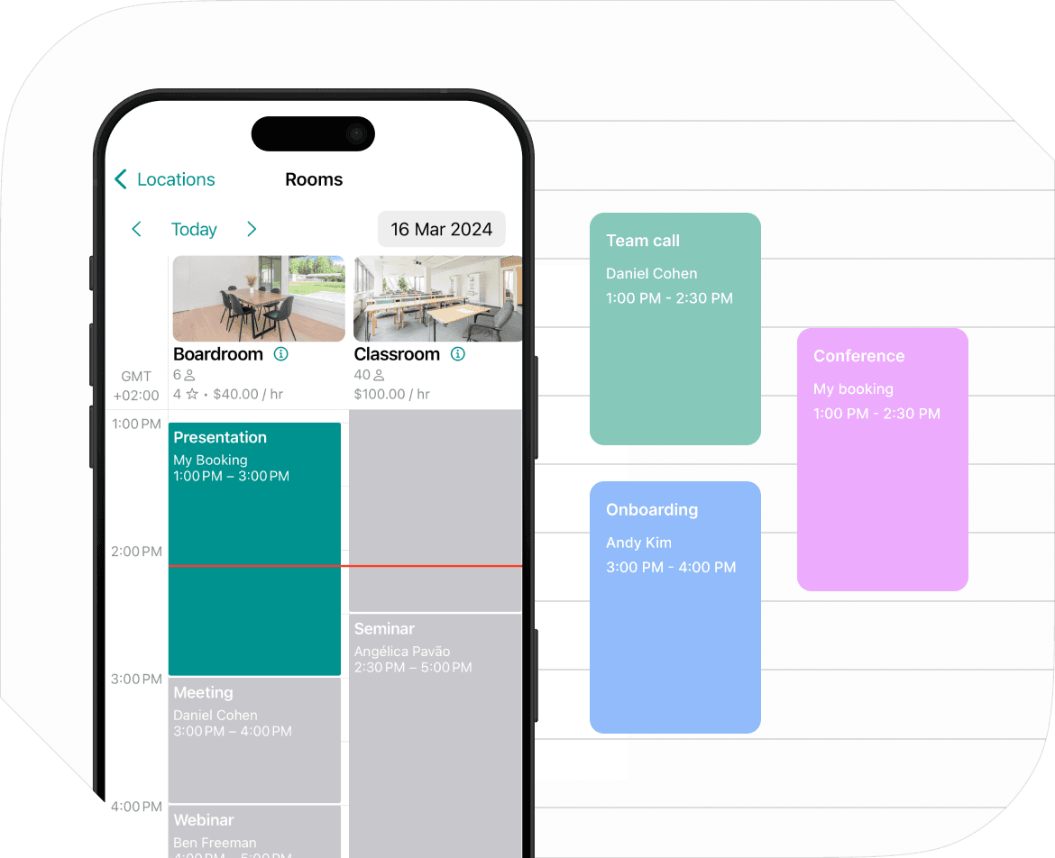 Spacebring' meeting room booking calendar