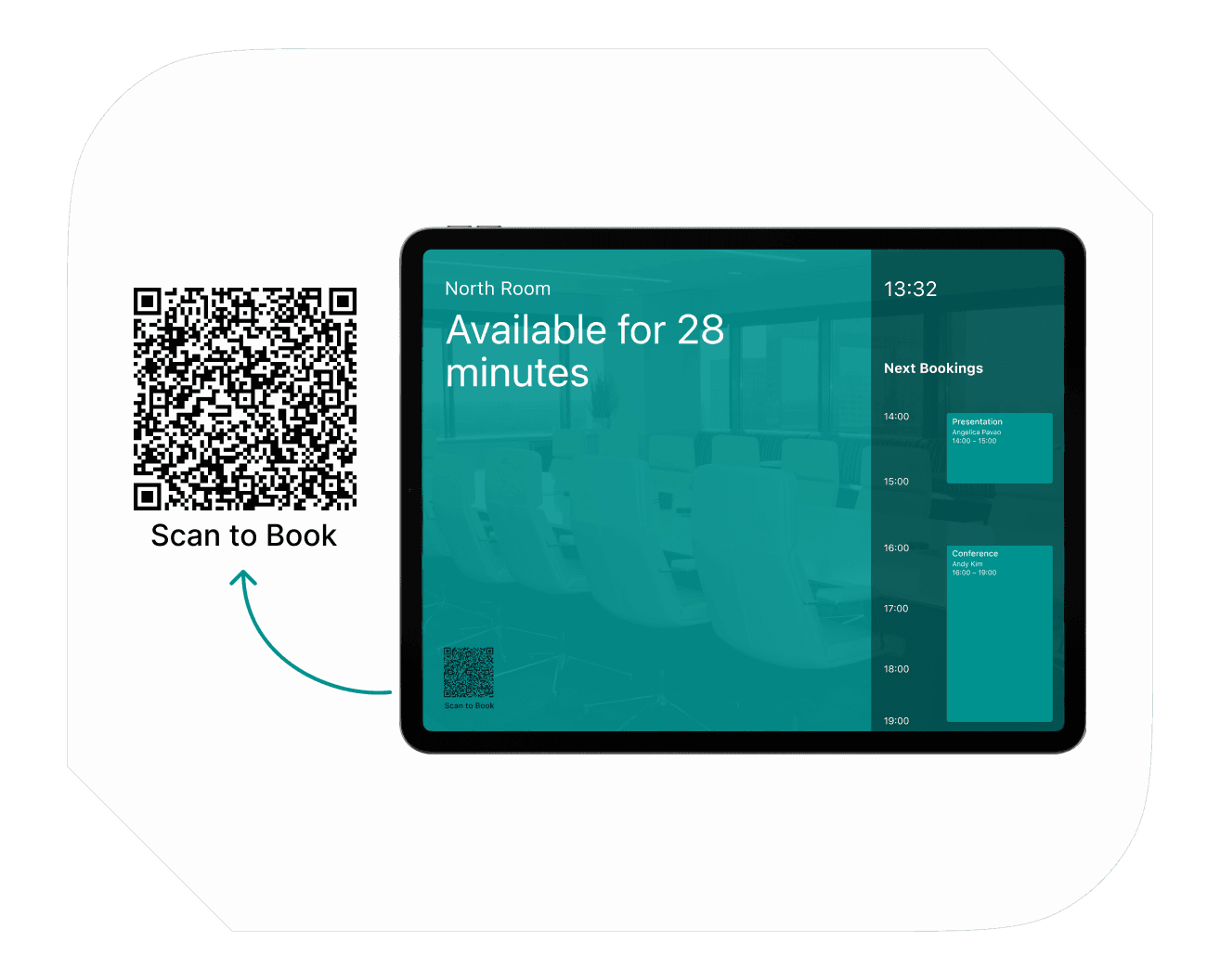 Spacebring meeting room display for seamless booking experience