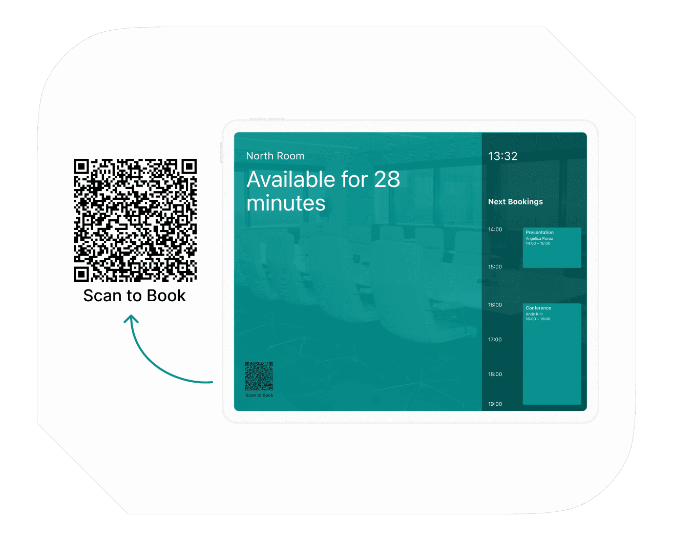 Spacebring meeting room display for seamless booking experience