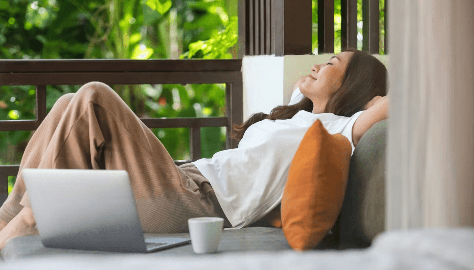 Coworking space member relaxing in a nap room