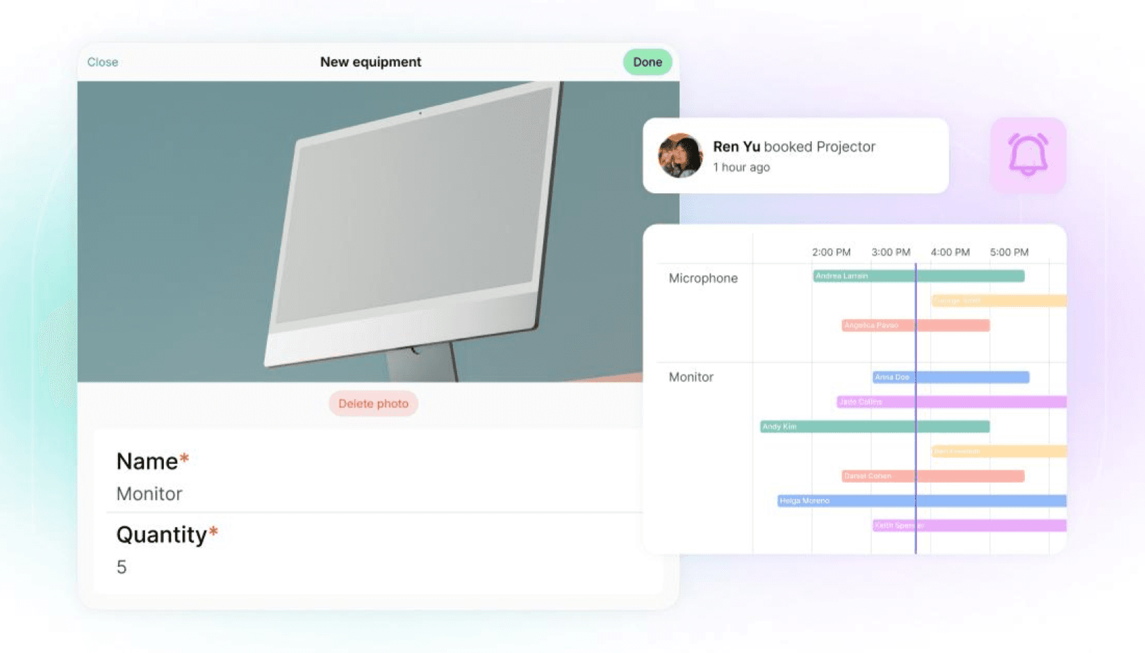 equipment management on Spacebring coworking space management software