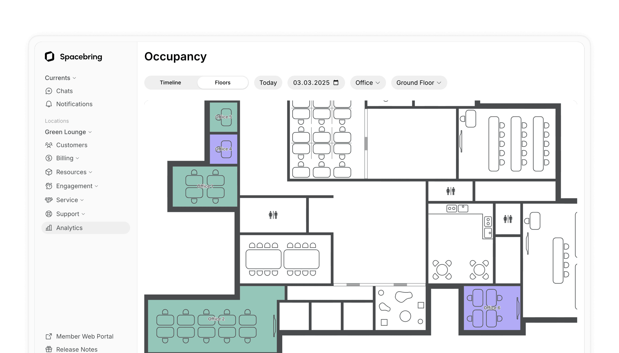 real-time information about occupied and unoccupied spaces