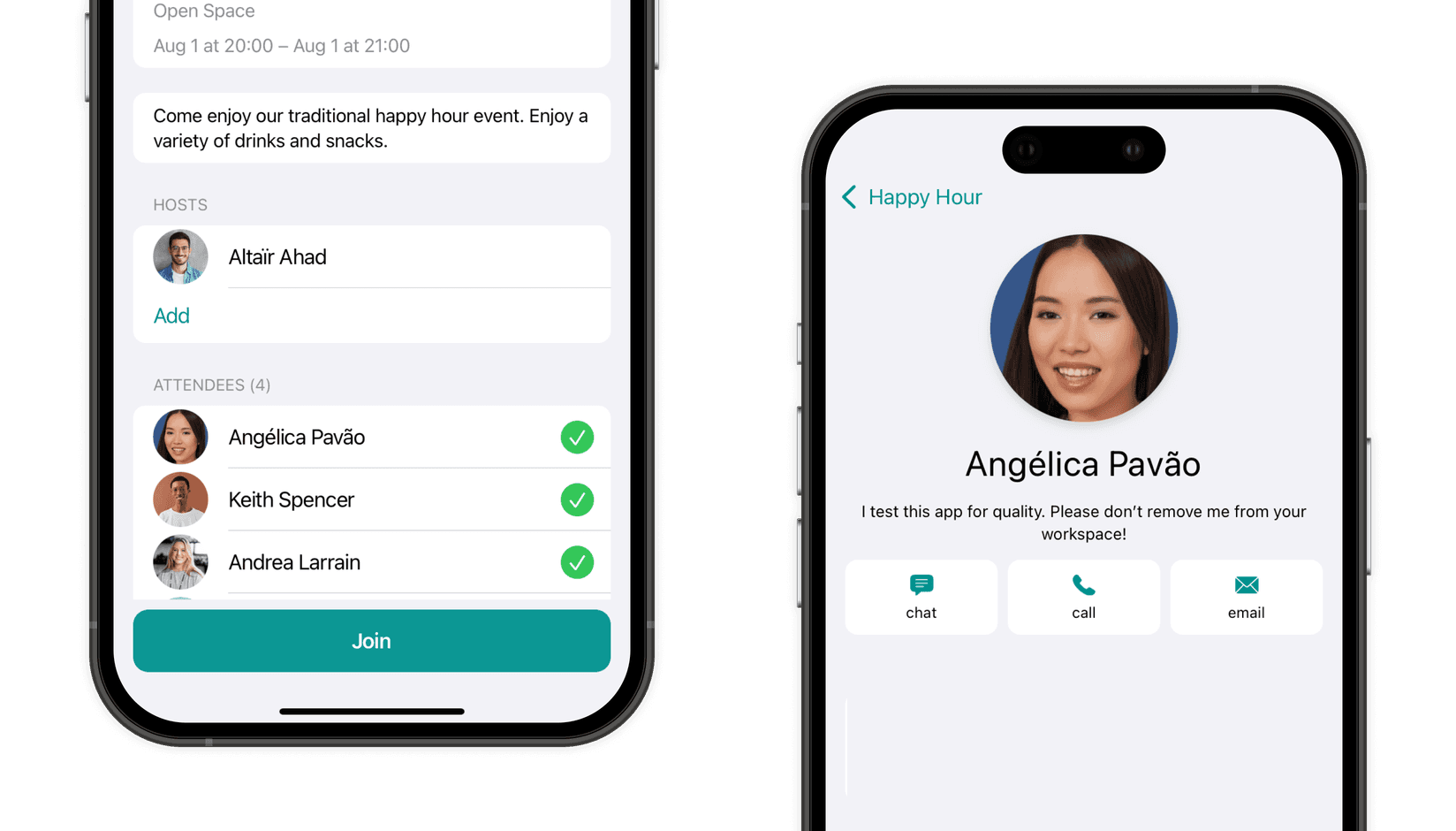 Event attendee list on Spacebring coworking space software