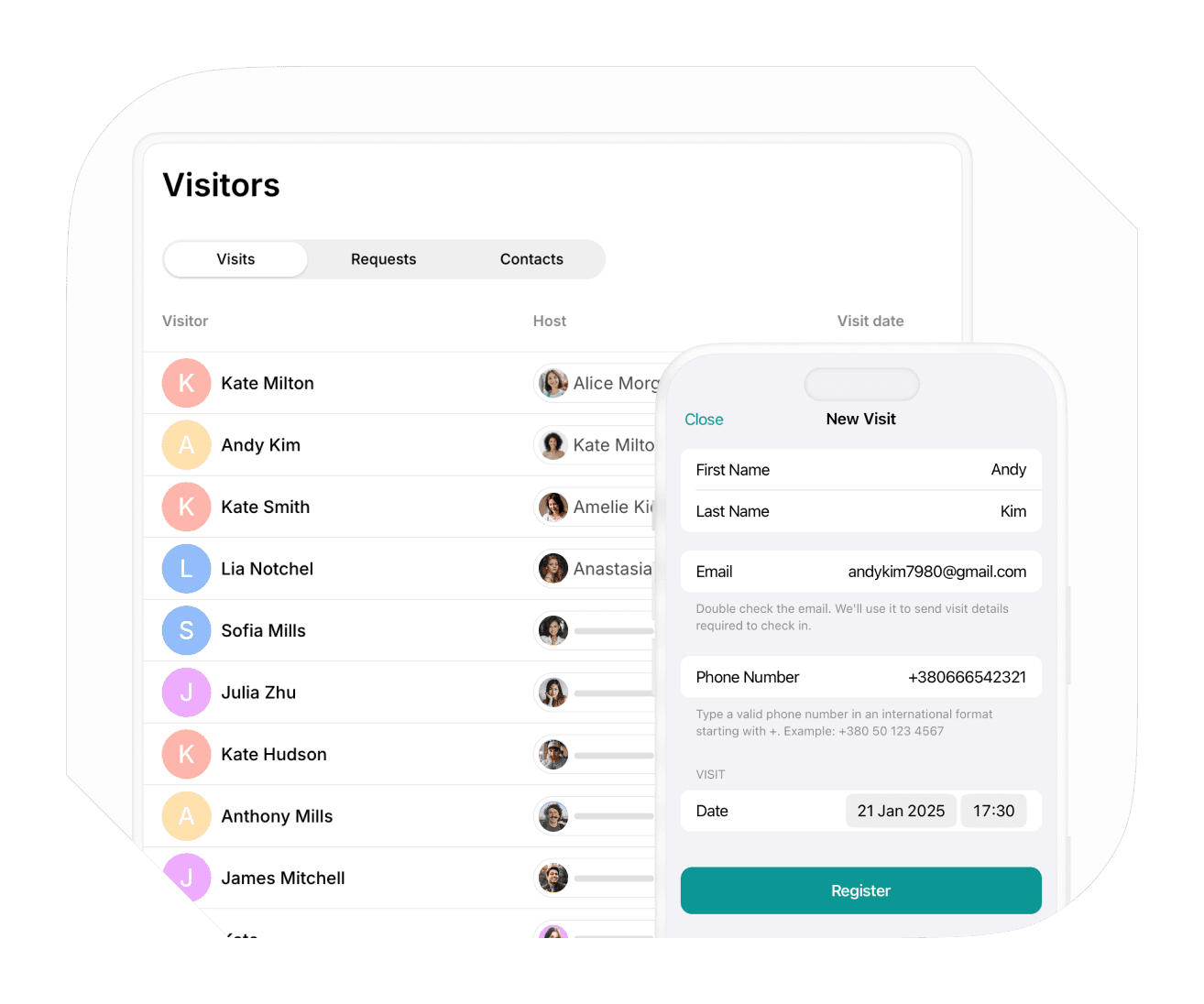 Visitor management in Spacebring