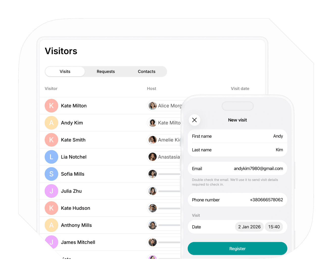 Visitor management in Spacebring