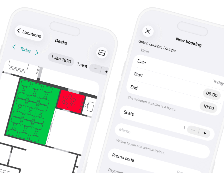 Seamless desk booking experience at Spacebring coworking space management software