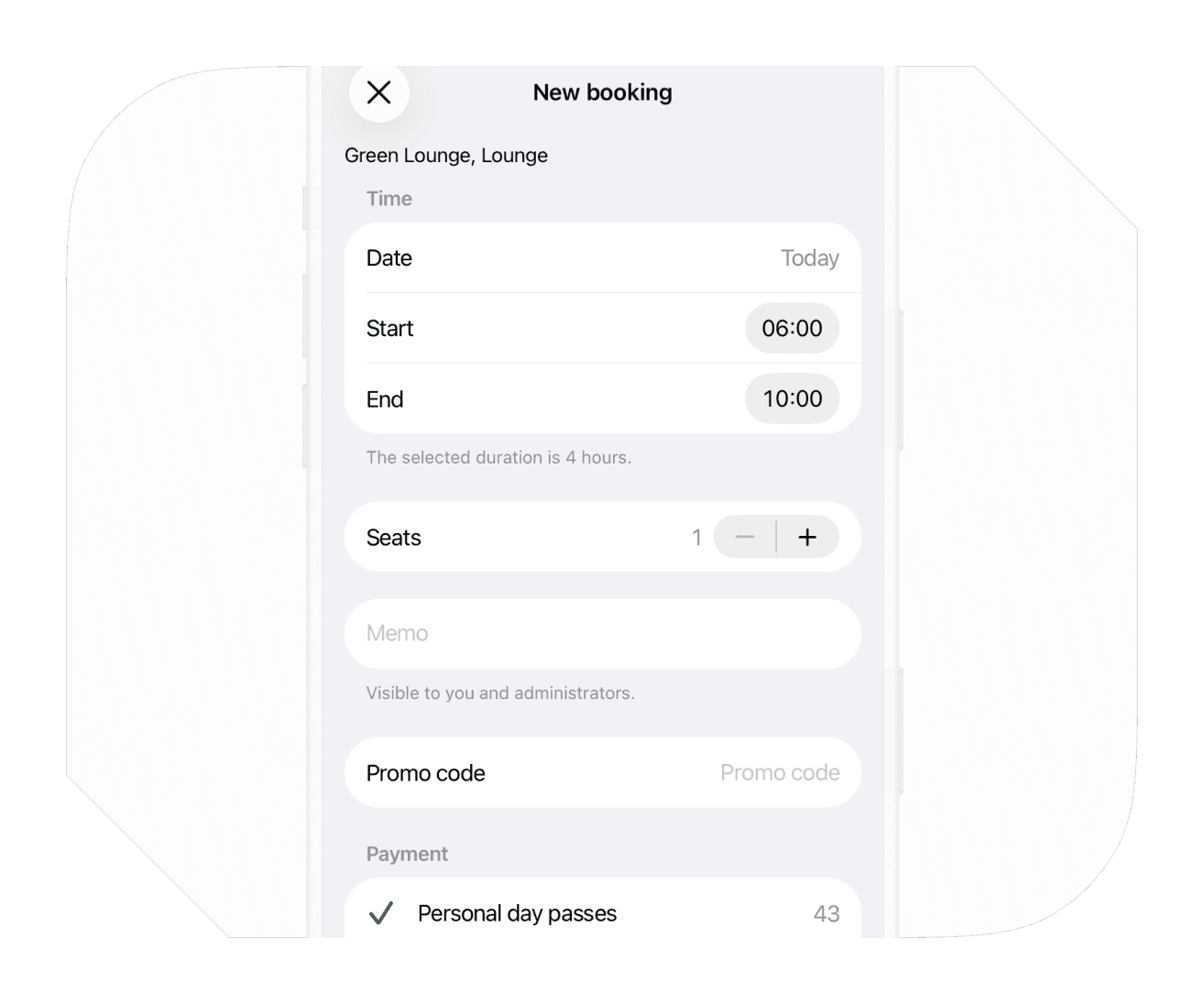 Day passes on Spacebring coworking space management software