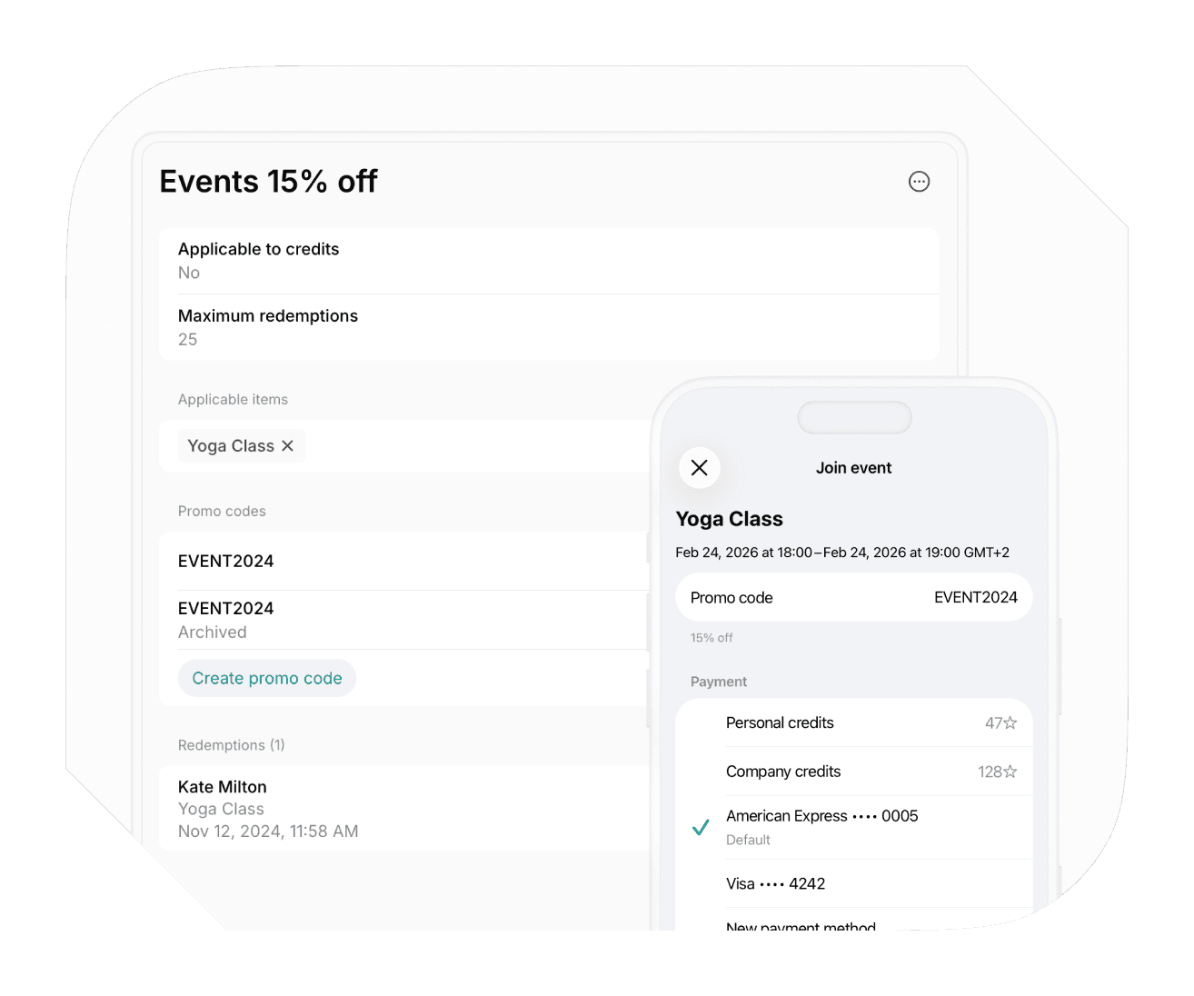 Create & apply promo codes to your coworking services with Spacebring