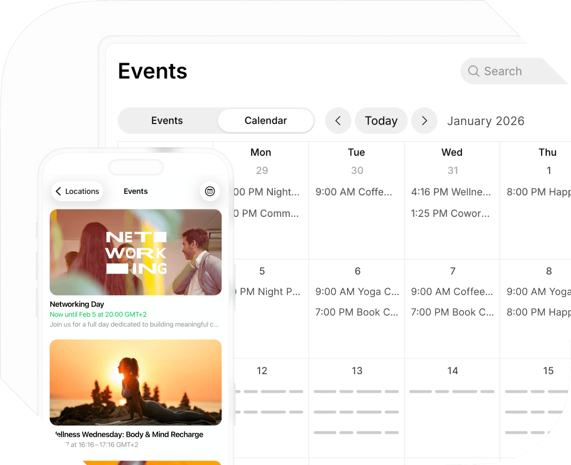 Discovery and curation of events on Spacebring coworking space management platform