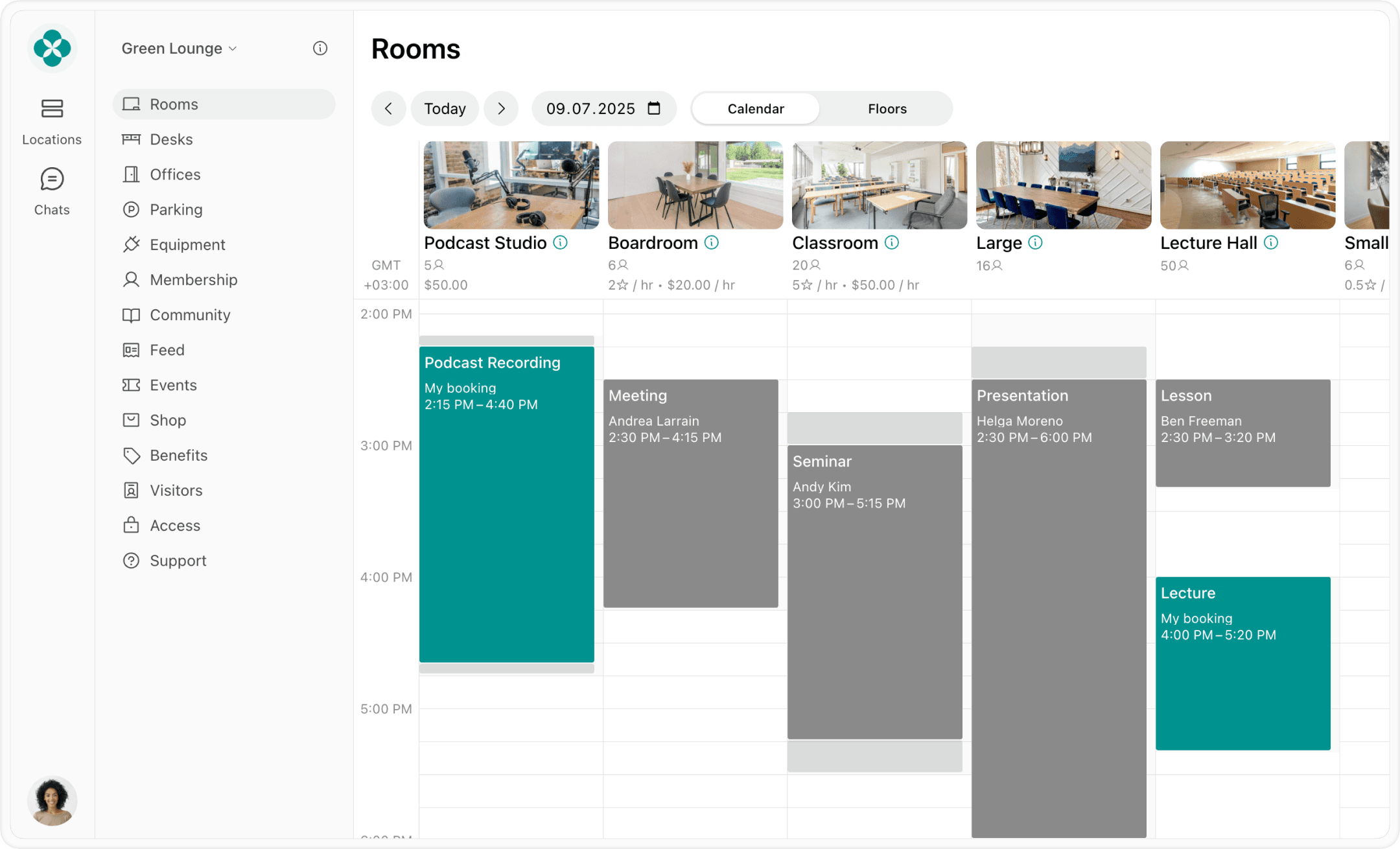 Booking a meeting room in Spacebring coworking space management platform