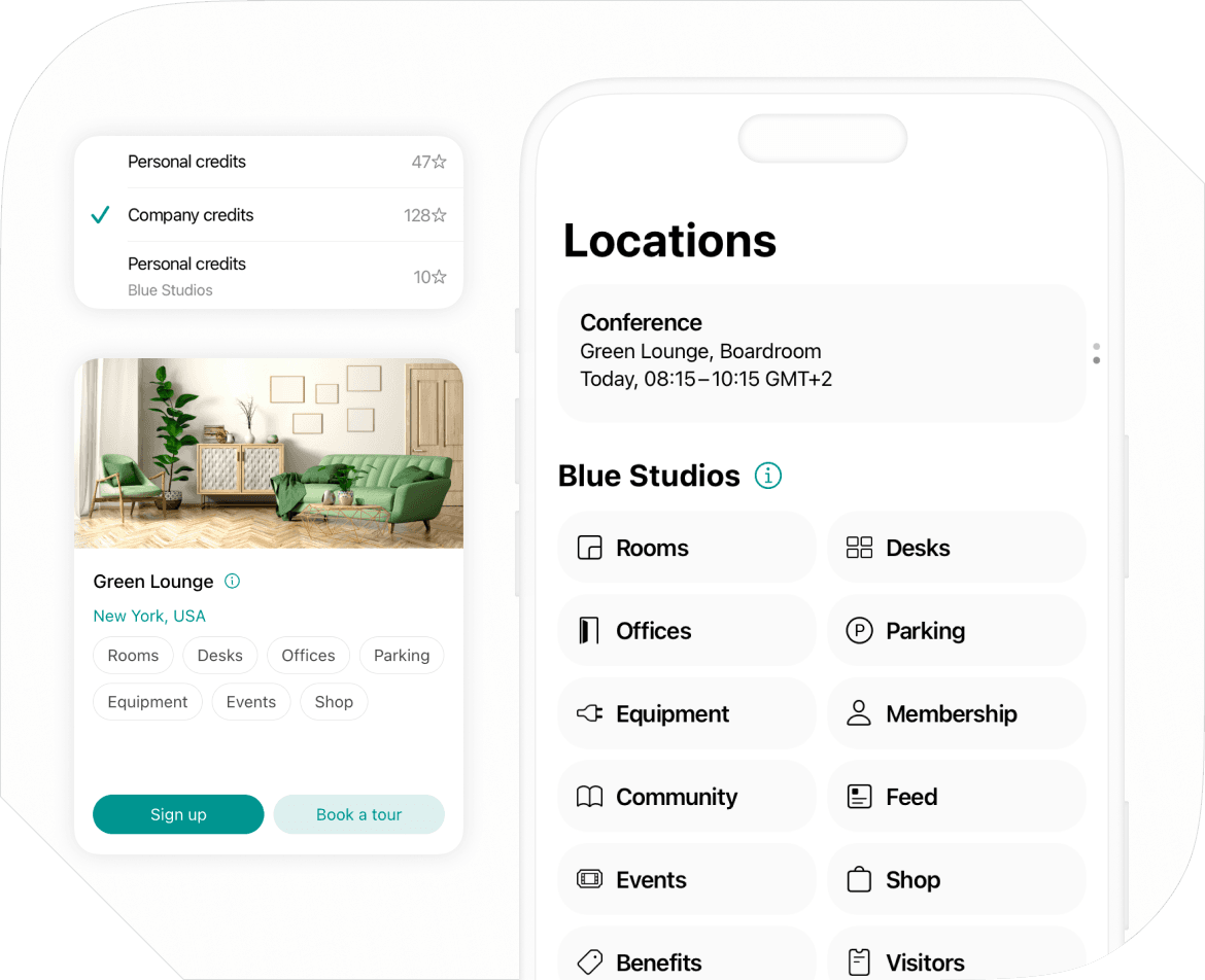 Cross-location booking possibilities on Spacebring coworking space management software