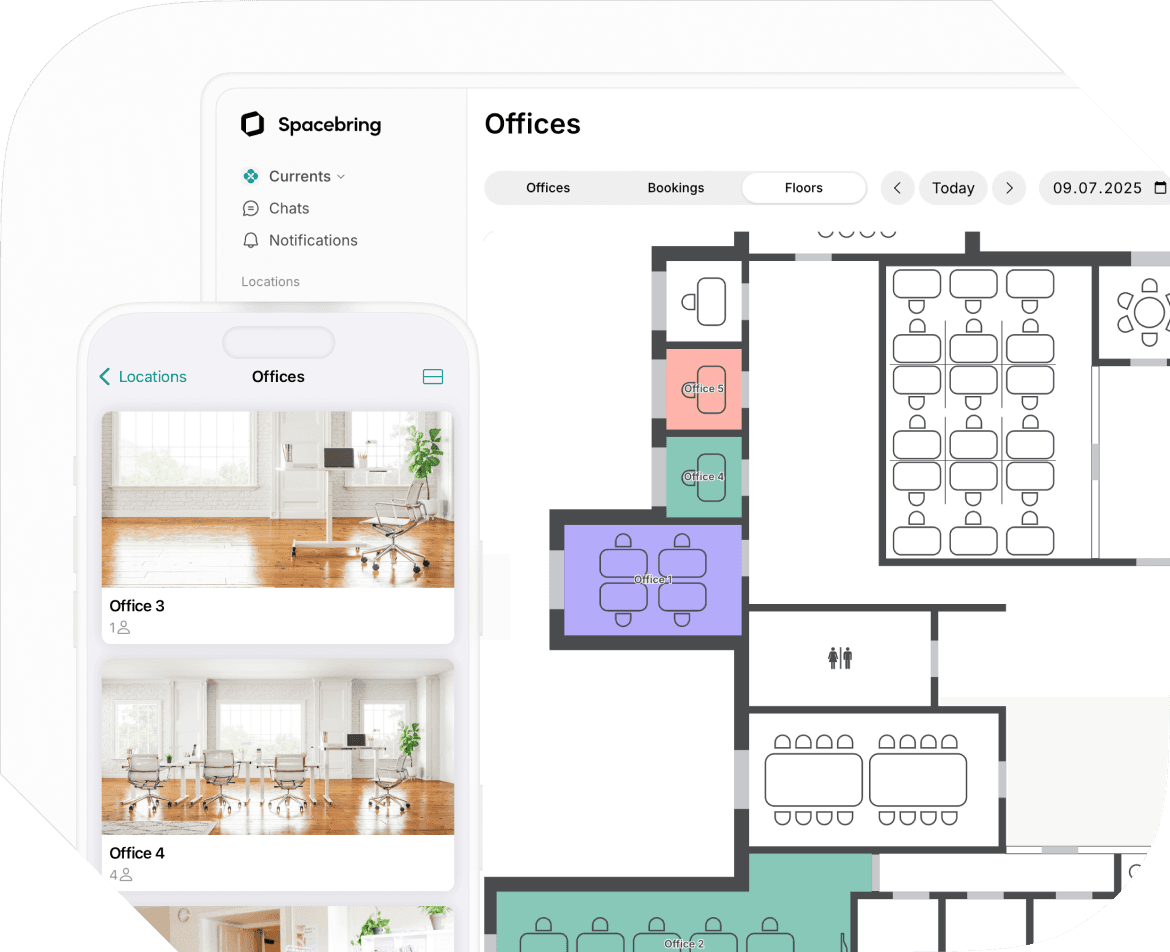 Office availability on Spacebring coworking space management platform