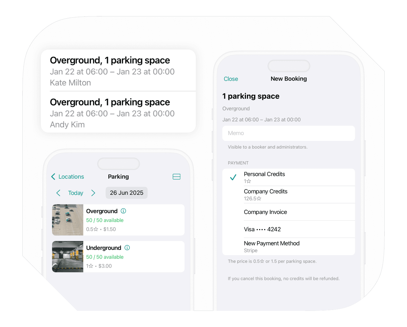 Booking parking space or lot on Spacebring coworking space management software