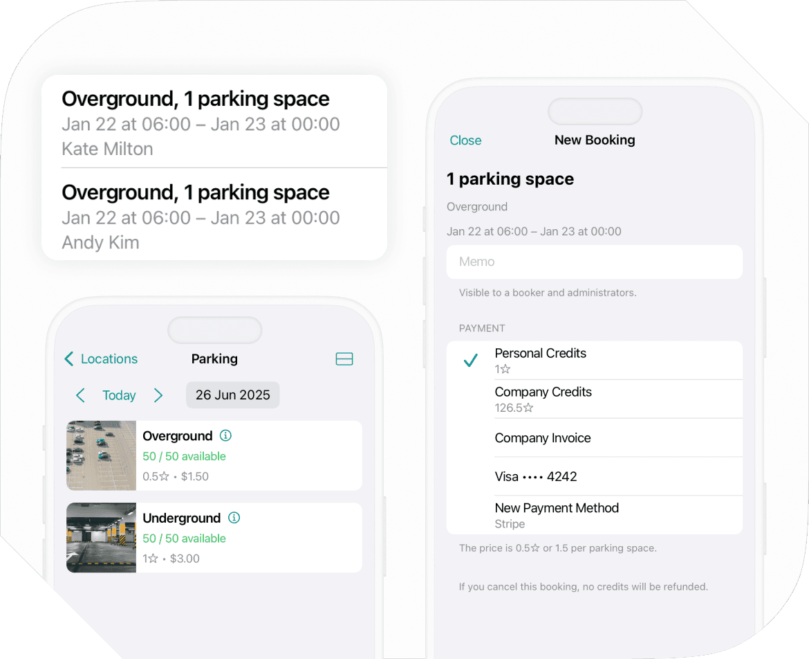 New parking booking in Spacebring