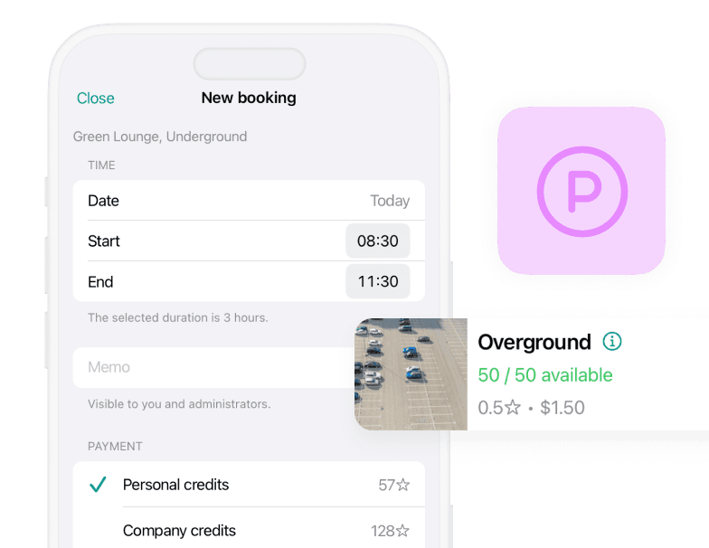 Seamless parking booking experience at Spacebring coworking space management software