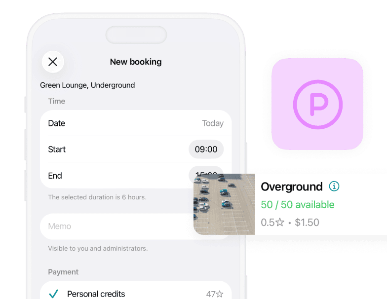 Seamless parking booking experience at Spacebring coworking space management software