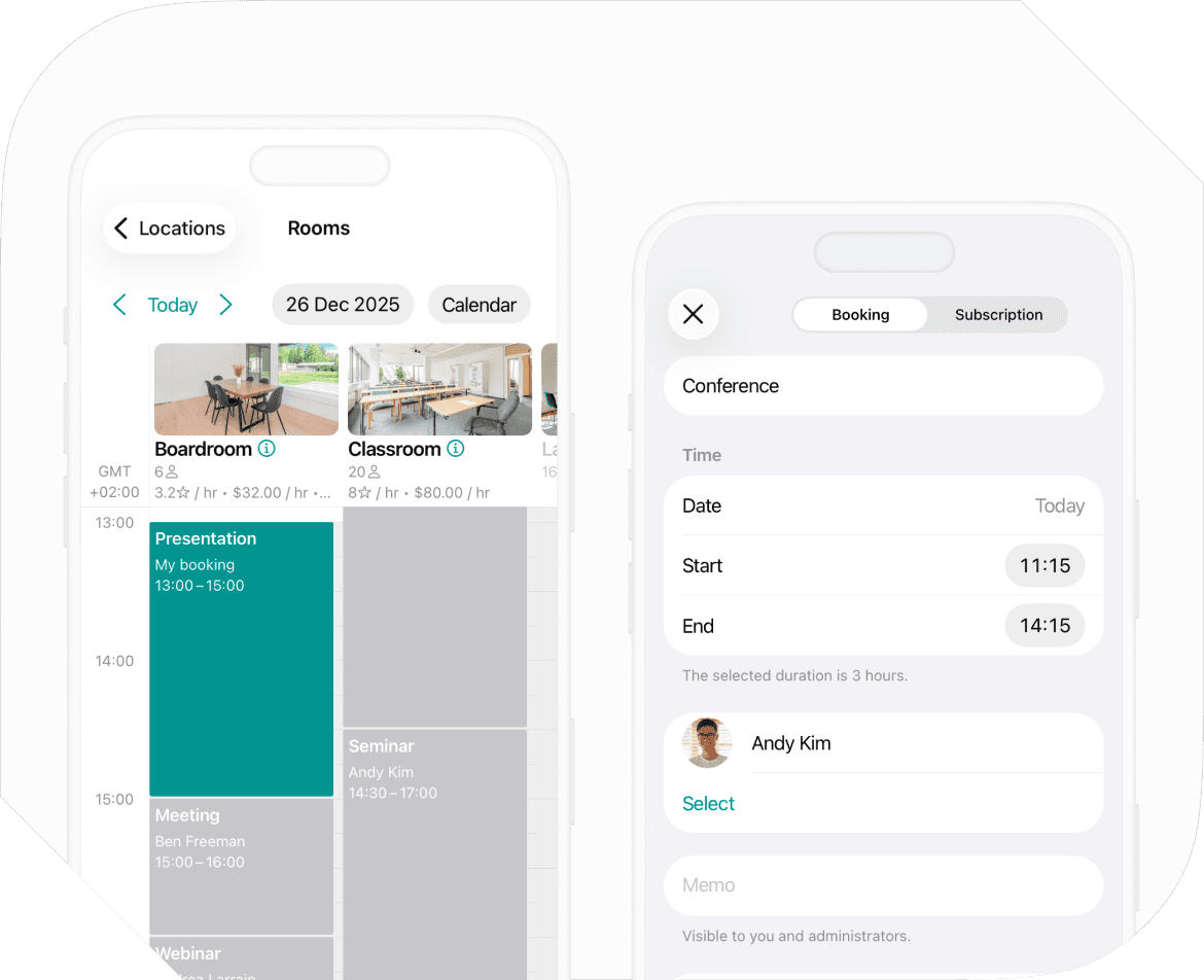 Spacebring' meeting room booking calendar