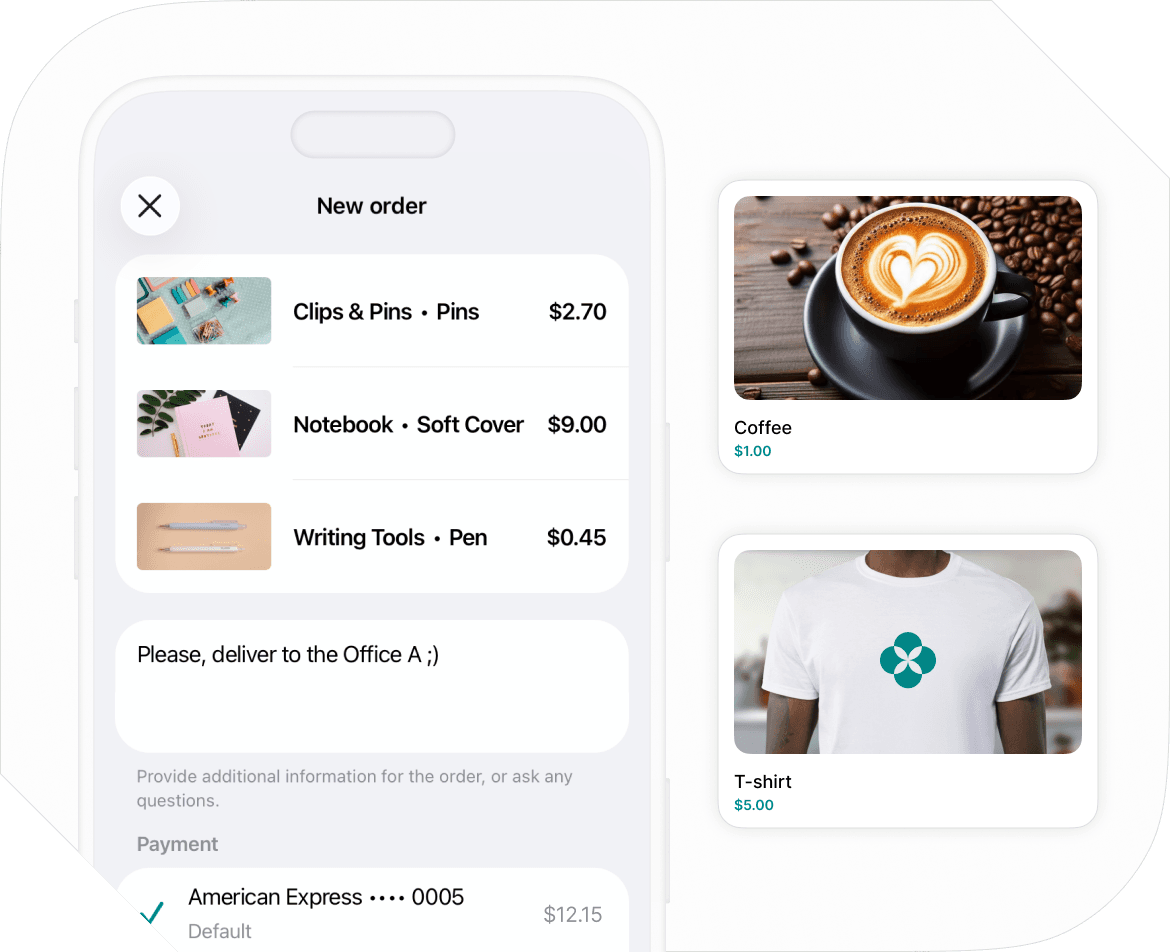 Easy payments for products on Spacebring coworking space management software