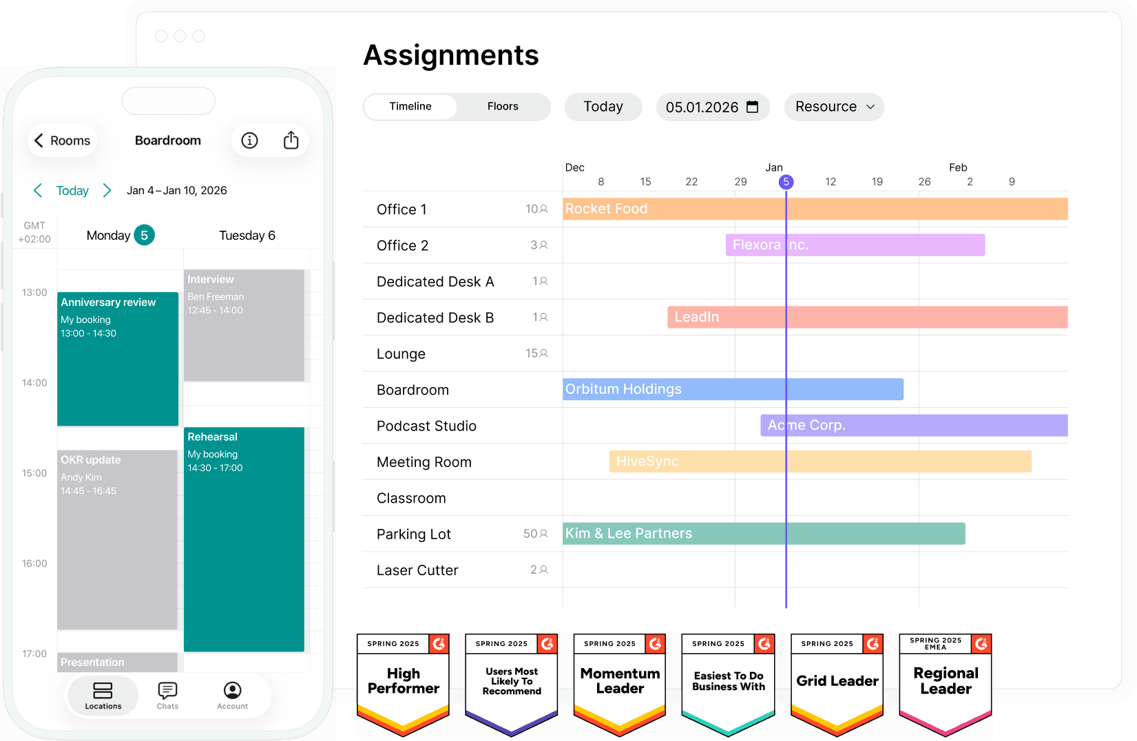 Bookings in Spacebring coworking space management software