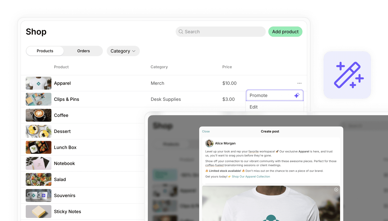 AI promotion for shop products & benefits and more