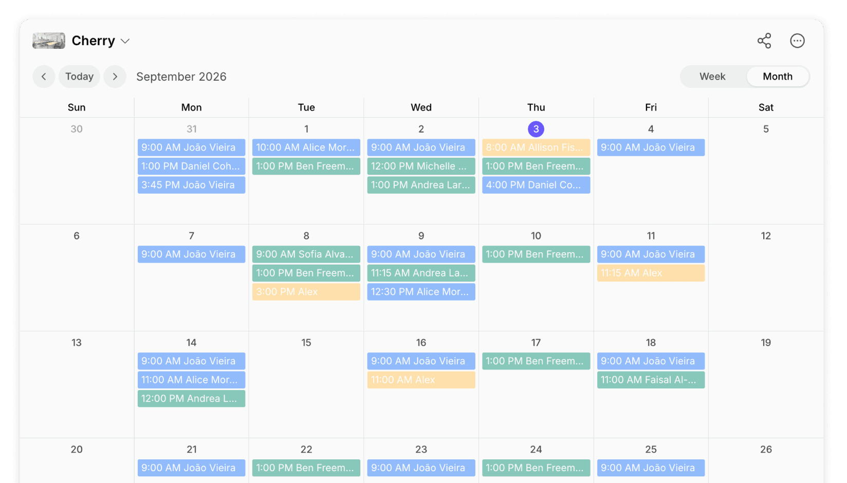 New room calendar views