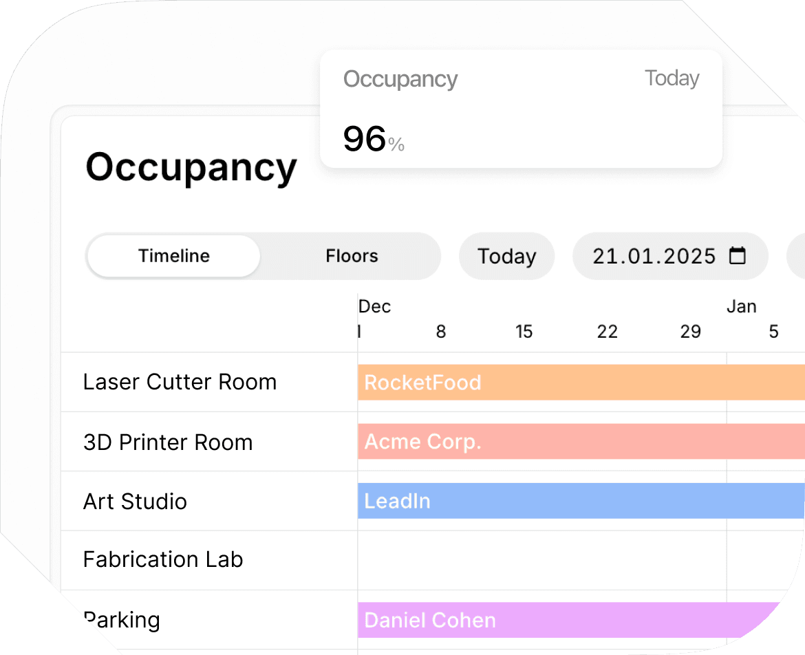Booking makerspace workstations with Spacebring management software
