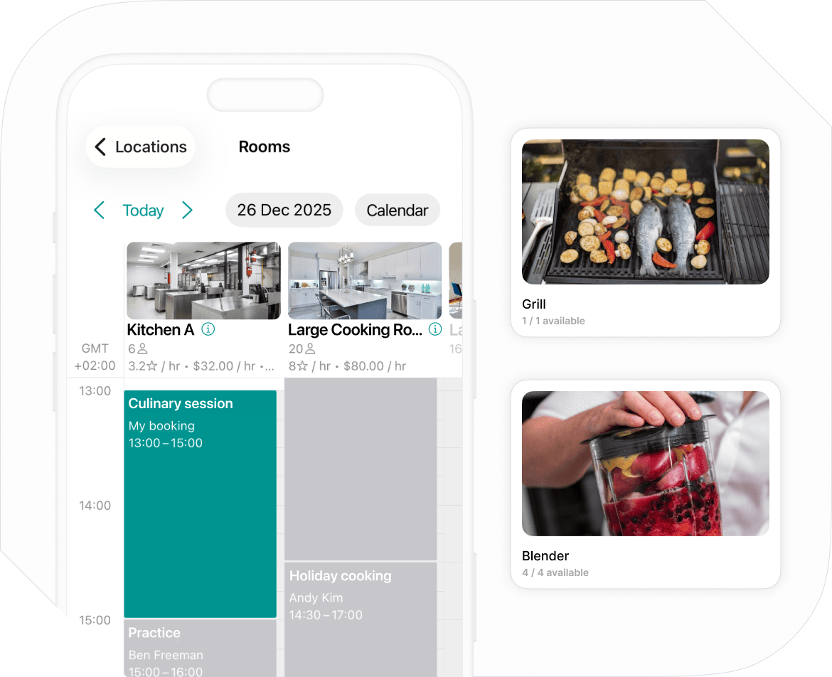 Shared kitchen booking software - Spacebring